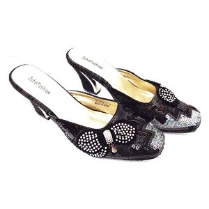 `S25S324 John Fashion Beaded Cluster Slip-On Heels